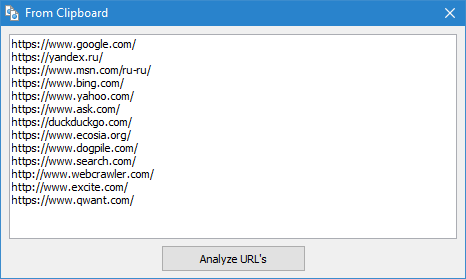 SiteAnalyzer, Scanning a list of arbitrary URLs using the Clipboard