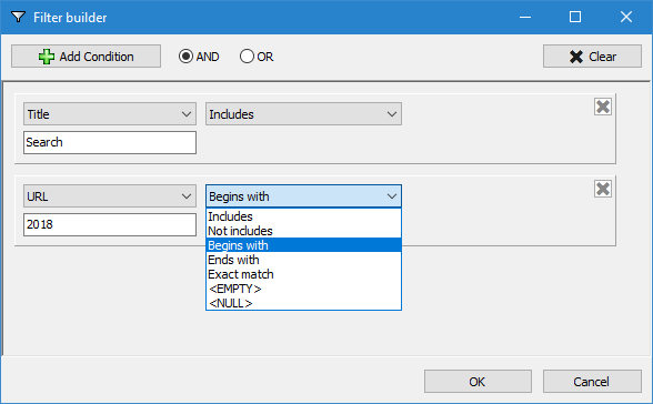 SiteAnalyzer, Özel filtre