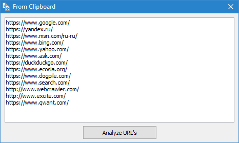 SiteAnalyzer, Scanning a list of arbitrary URLs