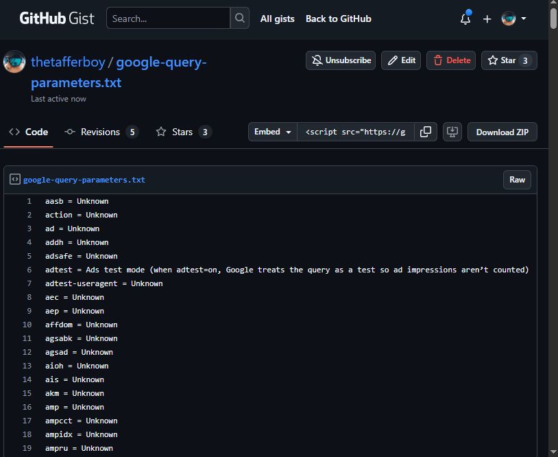 Complete list of the 674 query parameters accepted by Google dug up from source code
