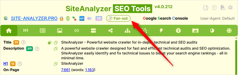 SiteAnalyzer SEO Tools - Query Fan-Out Module