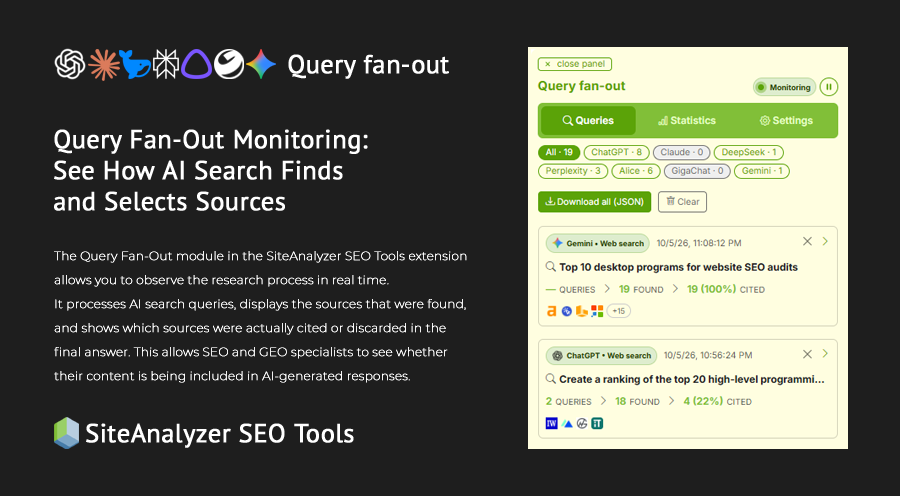 Query Fan-Out: Monitor AI Search Queries with SiteAnalyzer SEO Tools 4.0