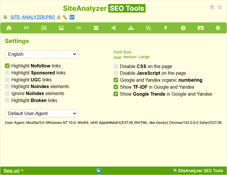 SEO Tools browser extension Settings