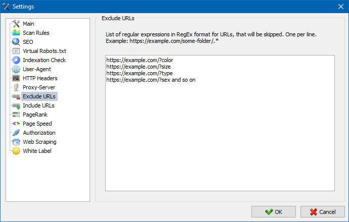 Crawl your site without unnecessary parameters settled