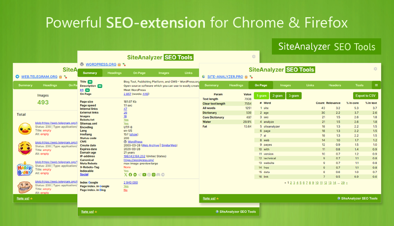 Clustering Sitemap.xml, subdomain search - Site Analyzer SEO Tools 1.5