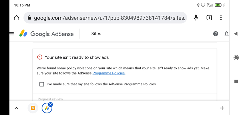 Google AdSense website moderation