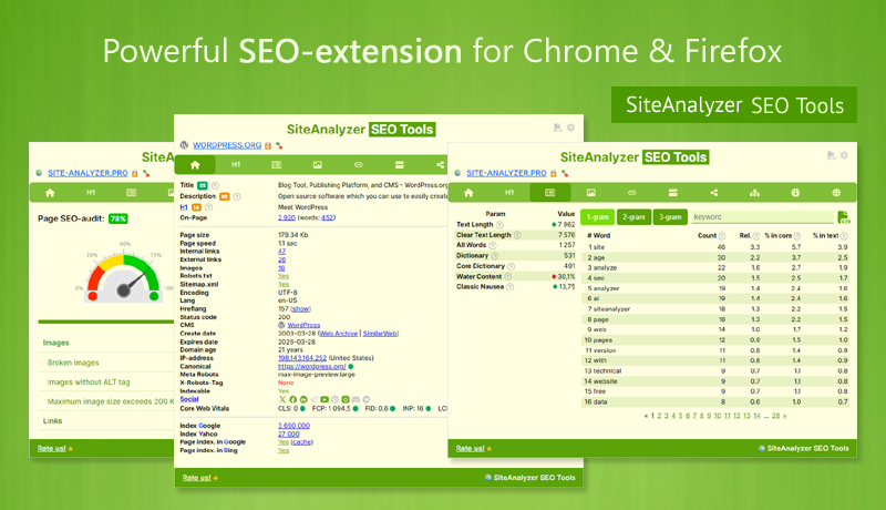 SiteAnalyzer SEO Tools Extension Documentation