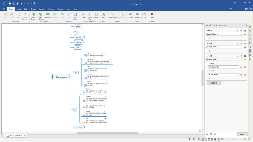 Export site structure to mind maps