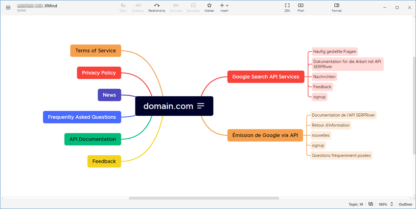 Export site structure to Xmind