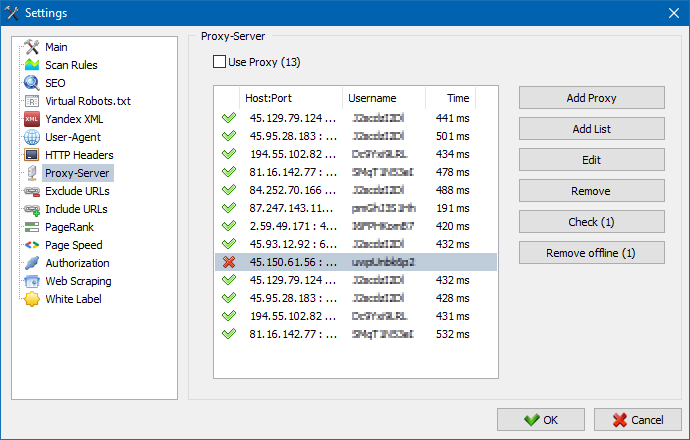 Proxy List - response time