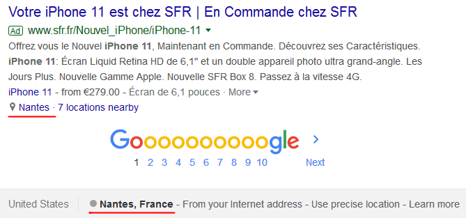 Google Région de Paramètres via UULE