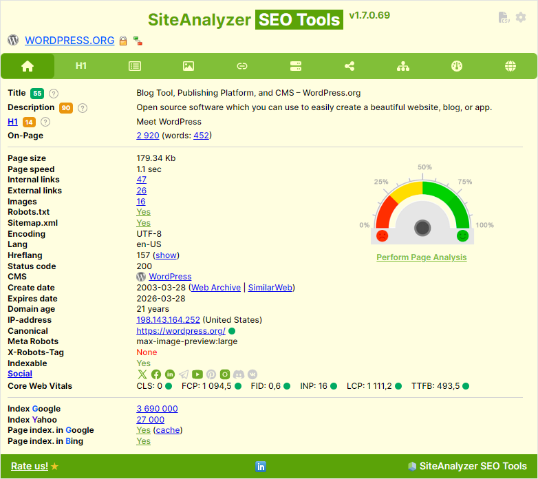 browser extension SiteAnalyzer SEO Tools