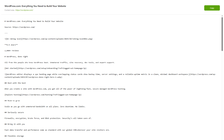 Copy of any webpage's content as Markdown
