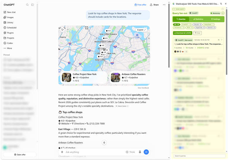 Query Fan-Out monitoring for popular AI assistants, including ChatGPT, Gemini, Claude, DeepSeek, Perplexity