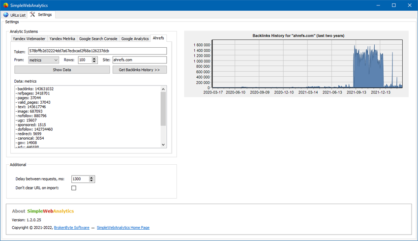 SimpleWebAnalytics, Program Settings