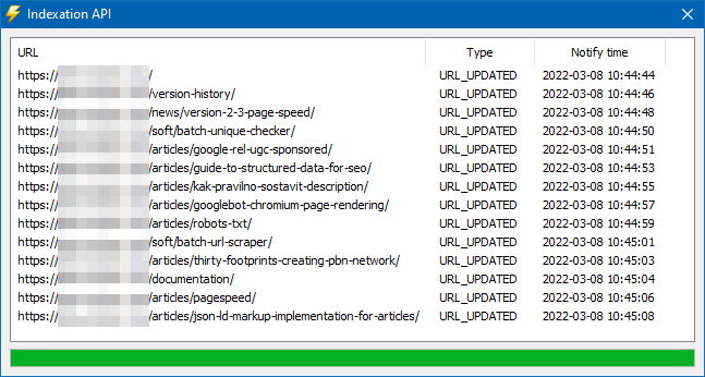 Google URL Indexation API